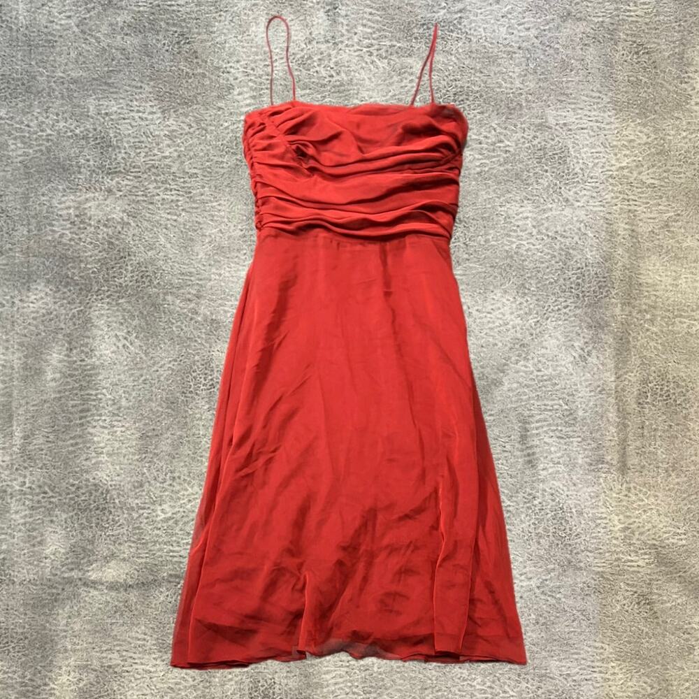 Red Chiffon Ruched Eliza J Midi Dress